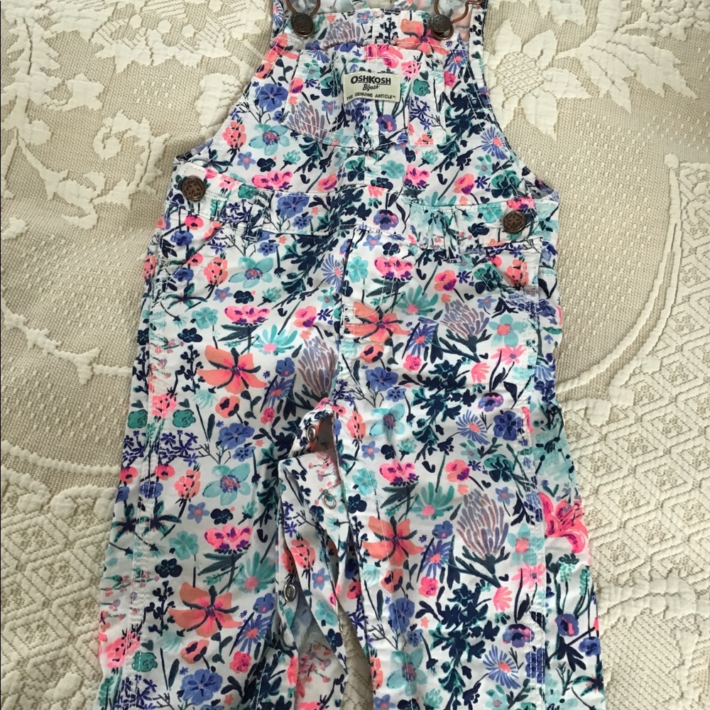 Girl’s Oshkosh Floral Overalls - Size 9 months